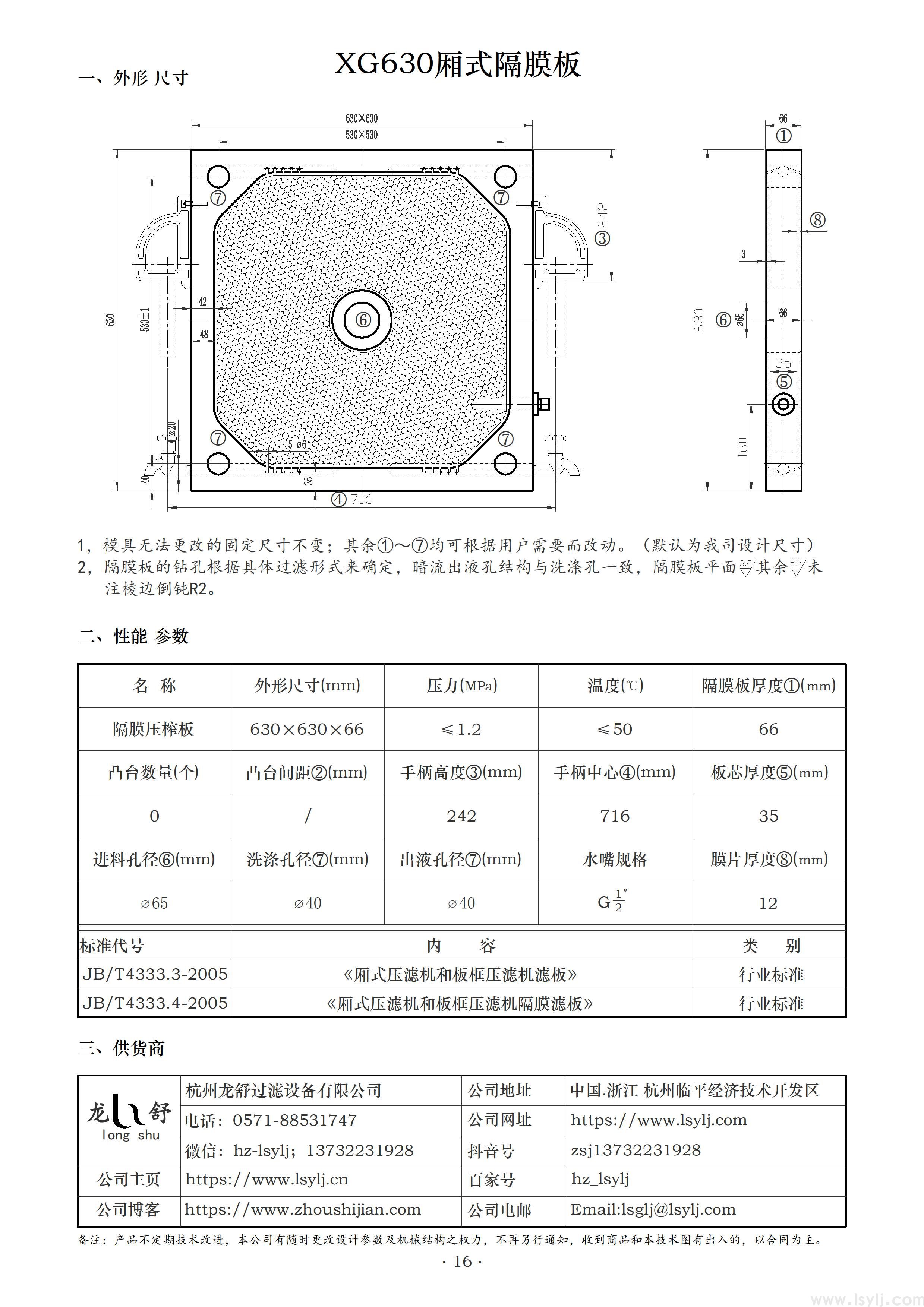 XG630-1500隔膜型压滤机，压滤机滤板(图1)
