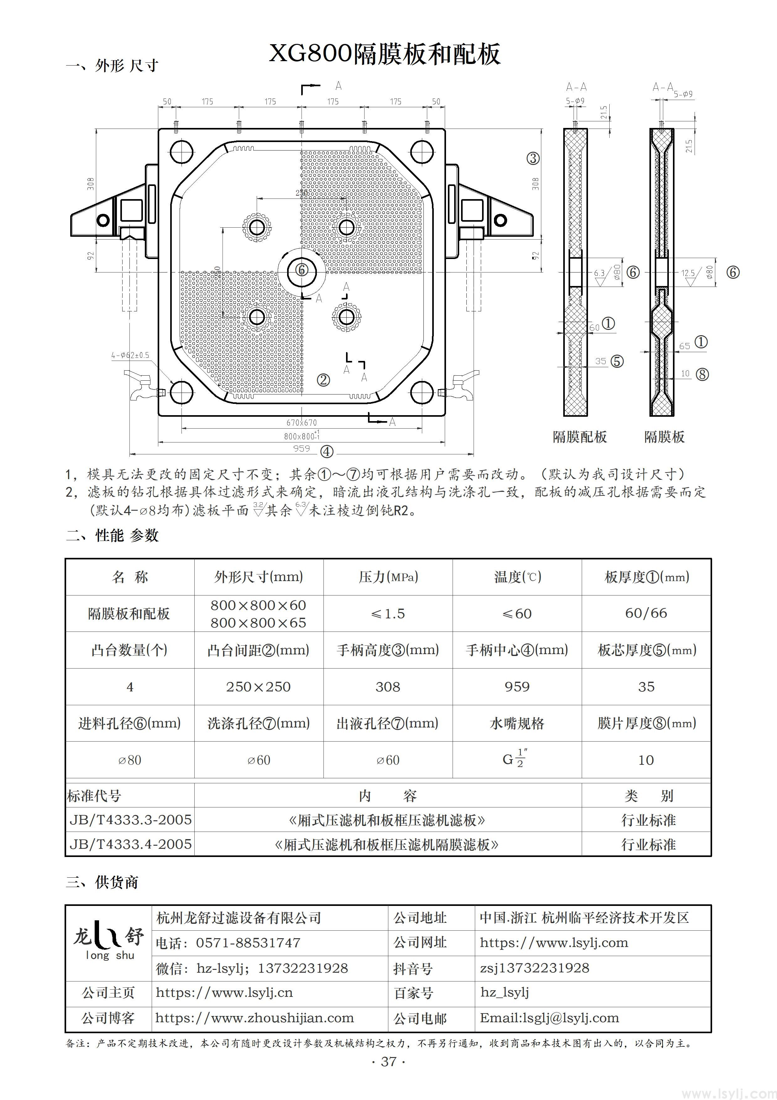 XG630-1500隔膜型压滤机，压滤机滤板(图3)